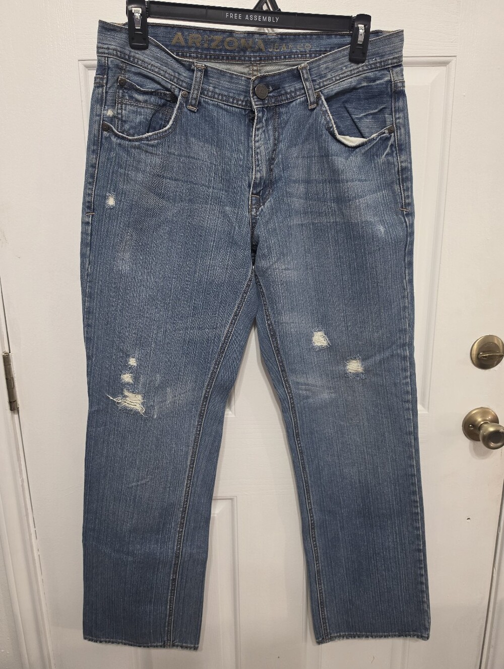 Arizona Jean Company Relaxed Straight Distressed Jeans - Blue